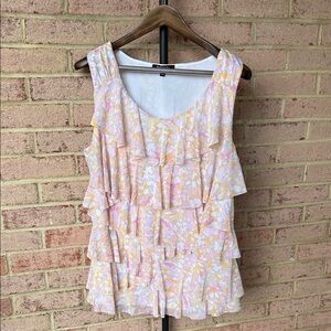 Relativity Pink and White Ruffle Blouse